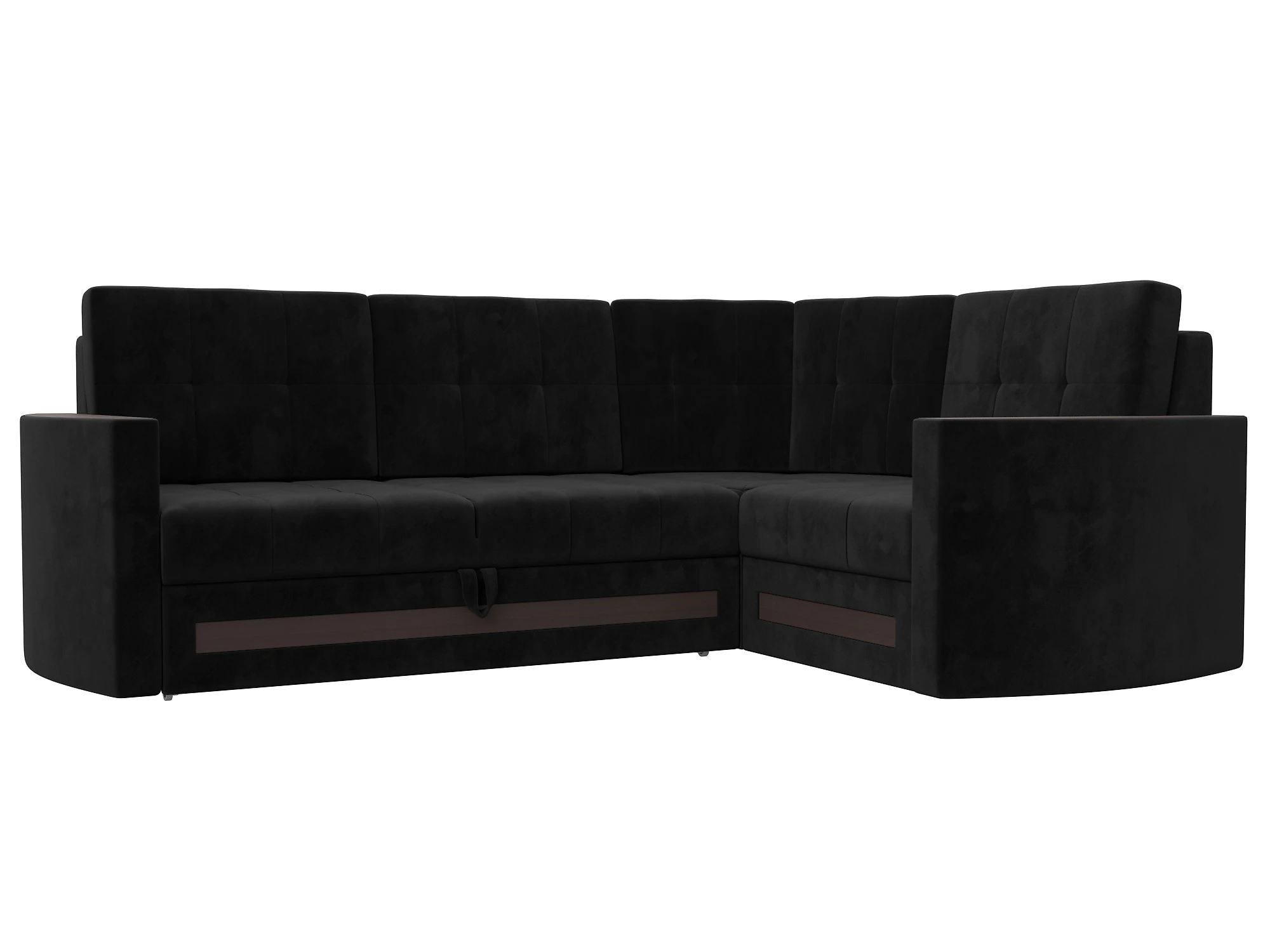 Чёрный угловой диван Белла Плюш Дизайн 15