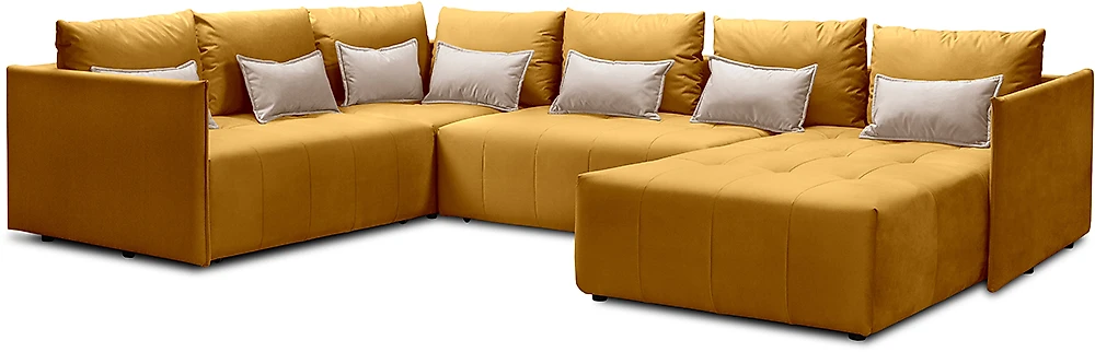 Угловой диван из велюра Чилетти П-образный Лайт Браун
