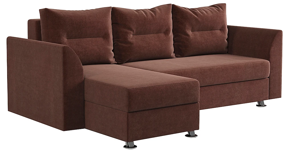 Угловой диван из велюра Ария Скала Шоколад левый