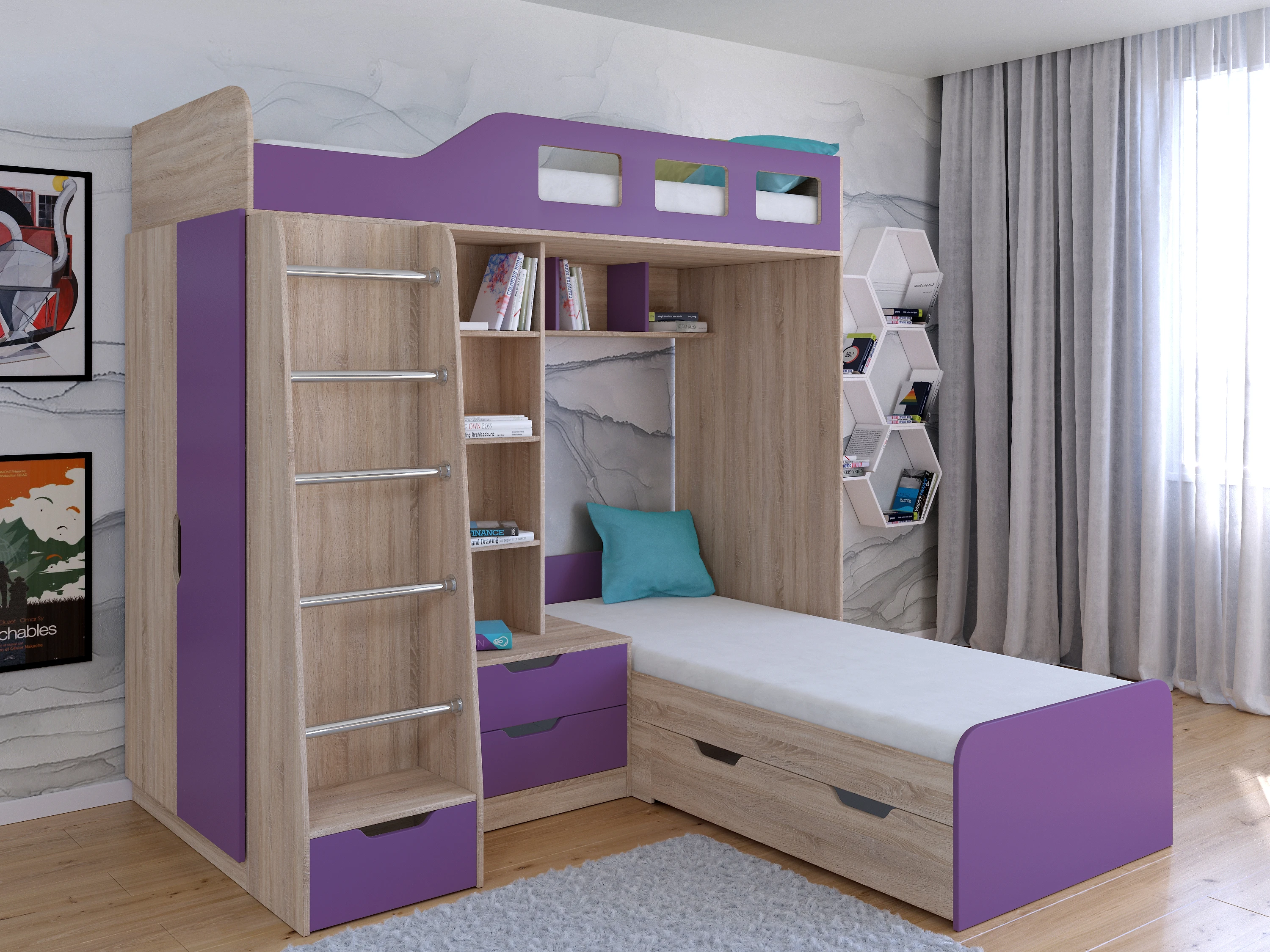 Кровать из ЛДСП  Астра-4 Фиолетовый