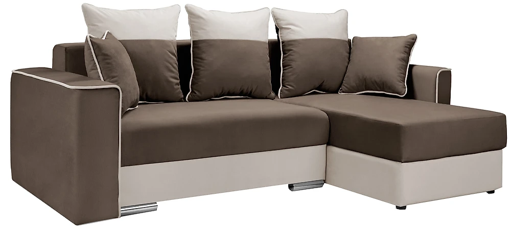 Угловой диван с независимым пружинным блоком Айрон Мокко