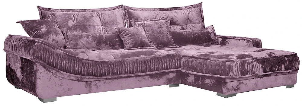 Угловой диван из велюра Бруно Пинк