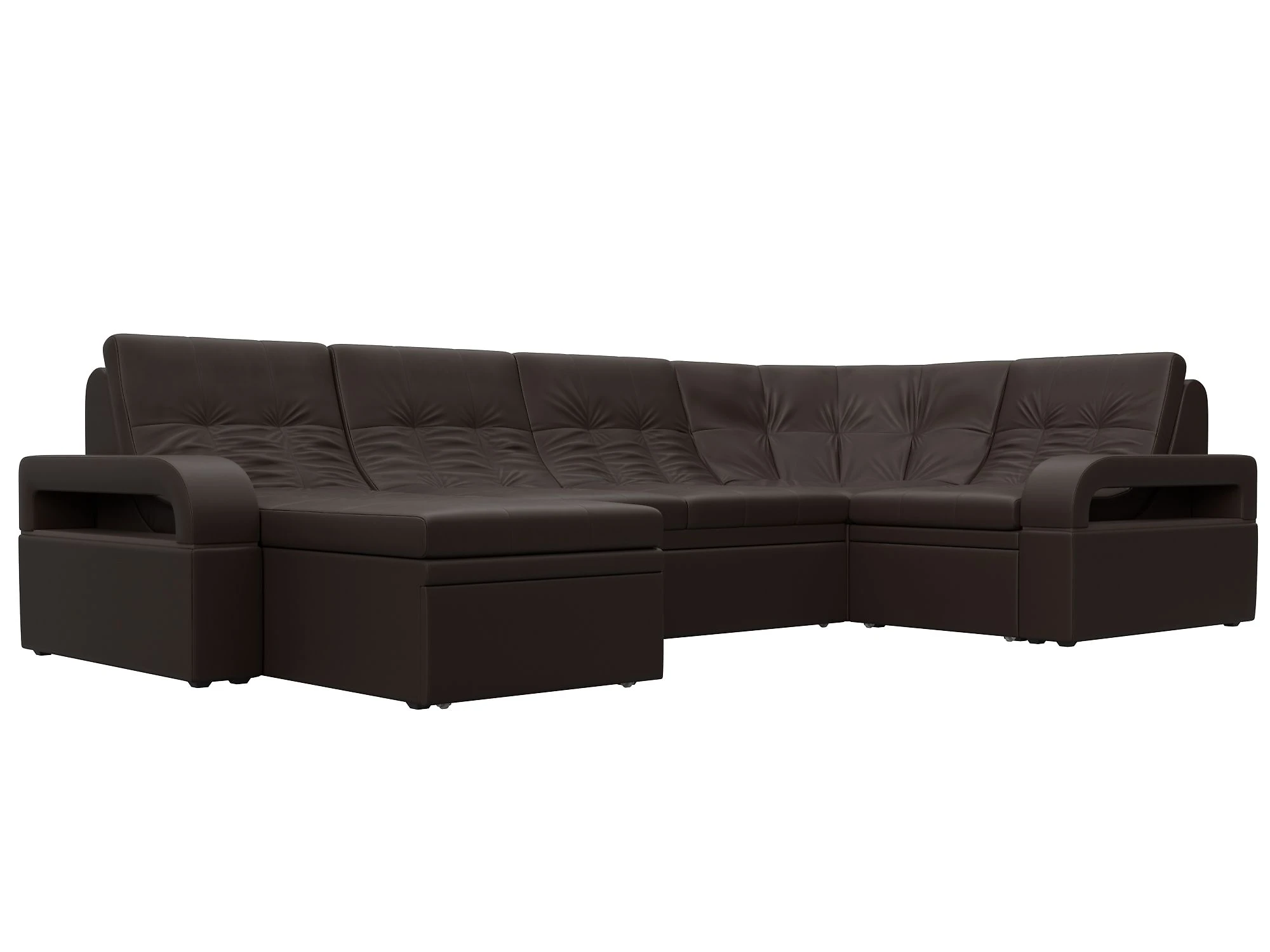 Коричневый диван Лига-035 П-образный Дизайн 12