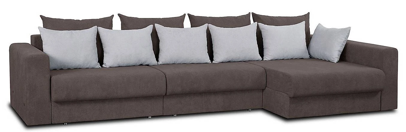  угловой диван с оттоманкой Модена-5 Плюш Шоколад-2