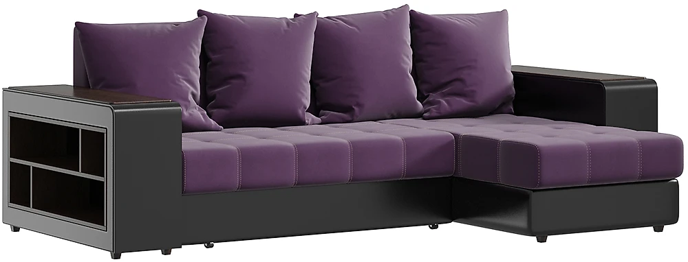 Угловой диван с подушками Дубай Плюш Виолет