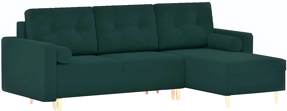 Угловой диван с правым углом Белфаст Плюш Изумруд
