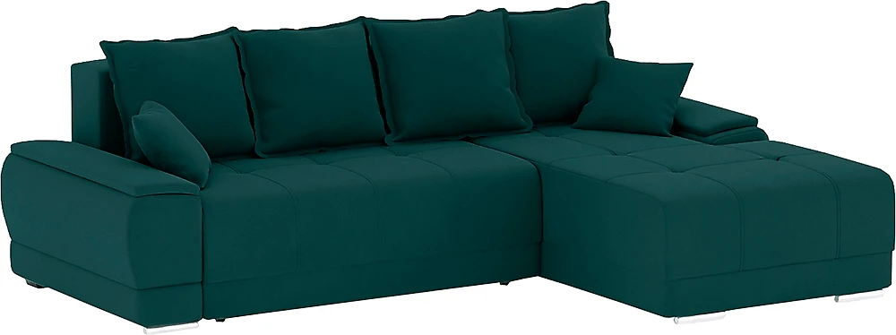 Угловой диван с правым углом Nordviks Мини (Модерн) Плюш Изумруд