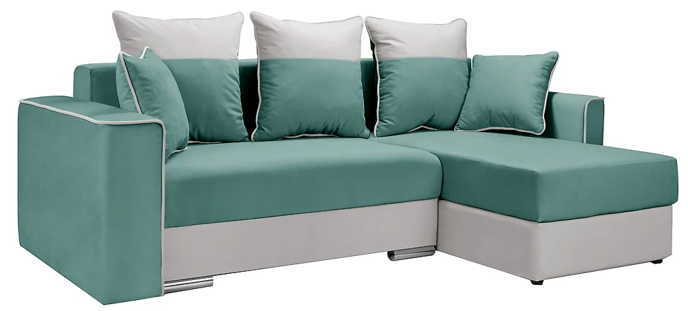 Угловой диван с независимым пружинным блоком Айрон Бирюза