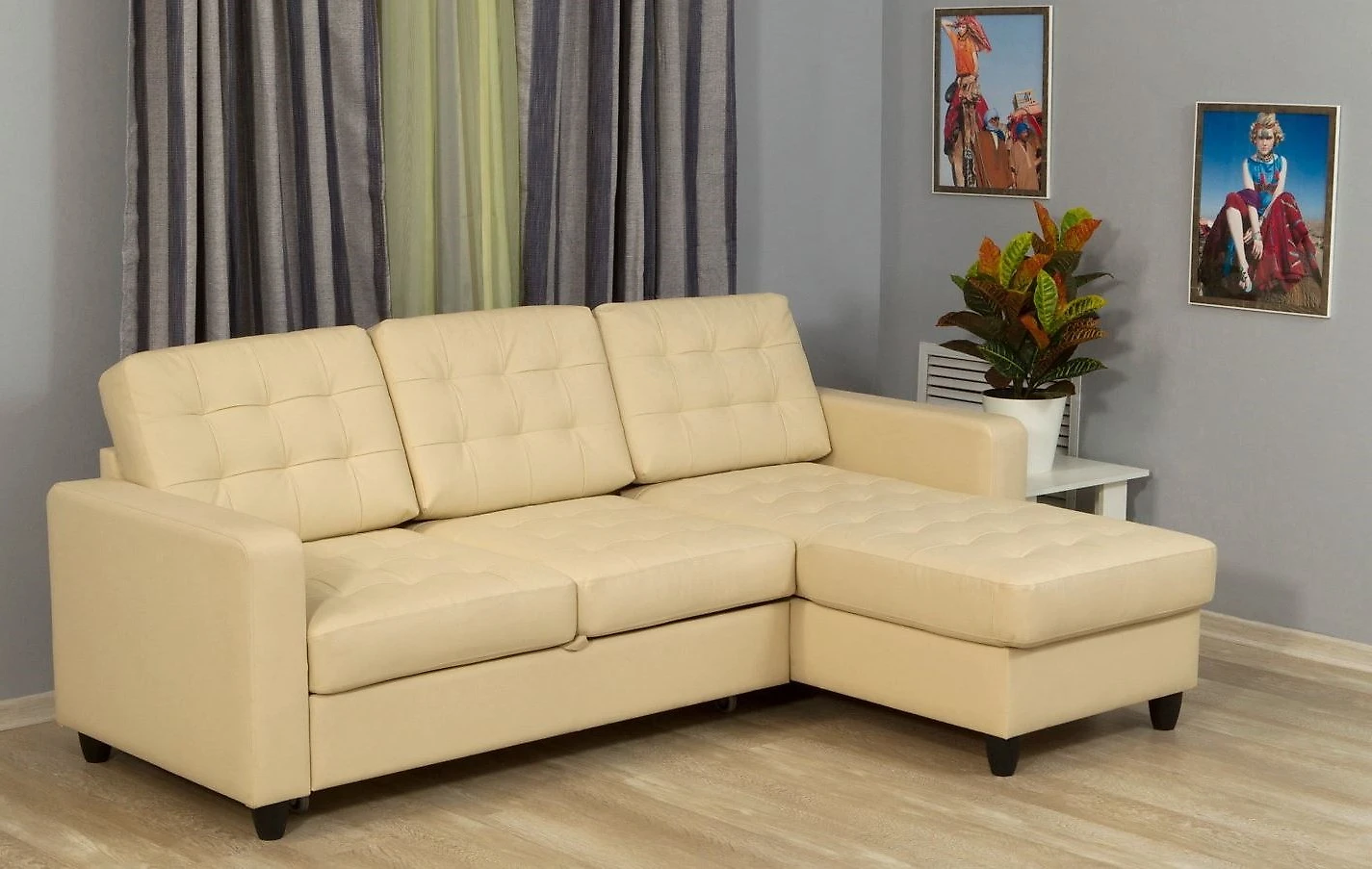 Двухместный угловой диван кожаный Камелот Дизайн 1