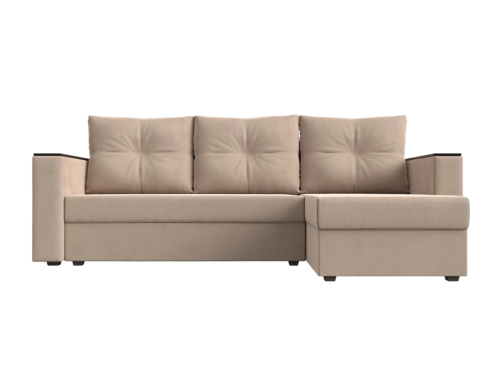 Угловой диван для гостиной Атланта Лайт Плюш без стола Дизайн 1