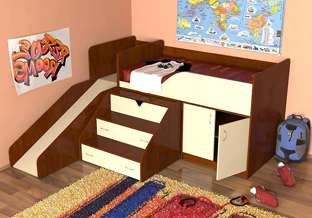 детская кровать с бортиками Кузя-3 (Гулливер)