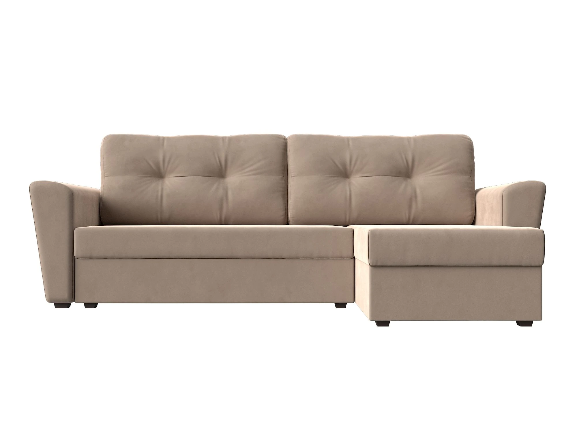 Угловой диван с правым углом Амстердам Лайт Плюш Дизайн 1