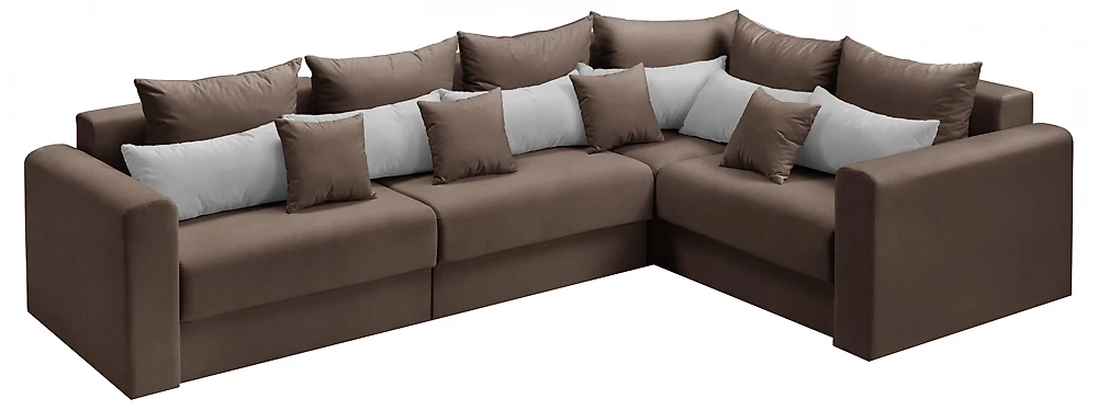 Угловой диван с независимым пружинным блоком Манхеттен Лонг Браун