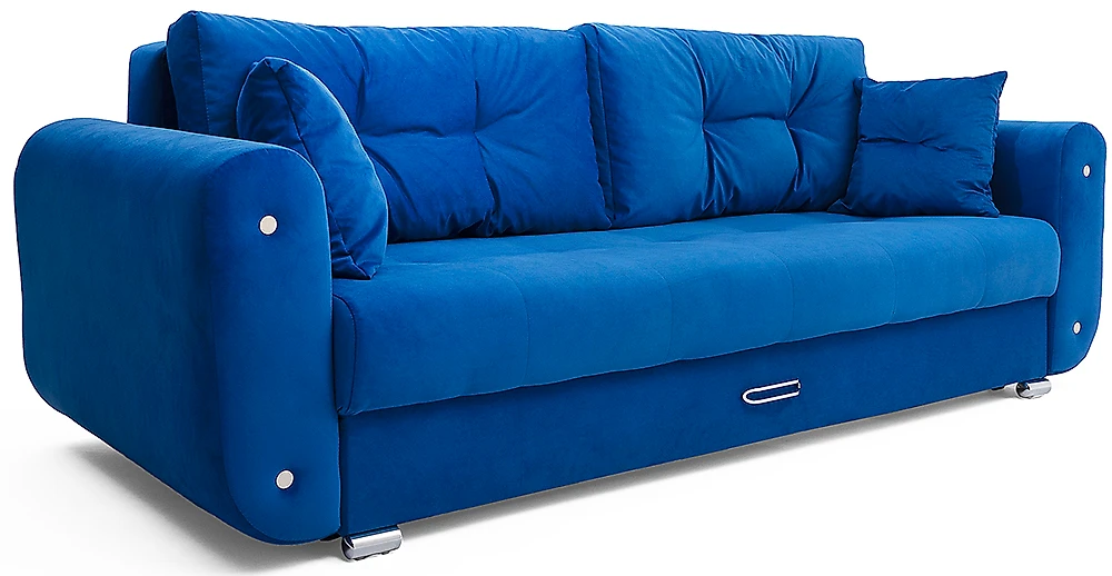 Синий прямой диван Вега
