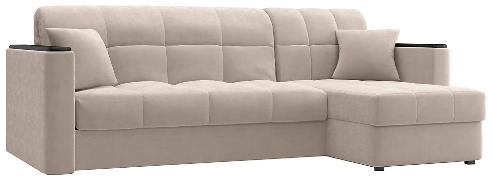 Угловой диван из велюра Неаполь Плюш Беж