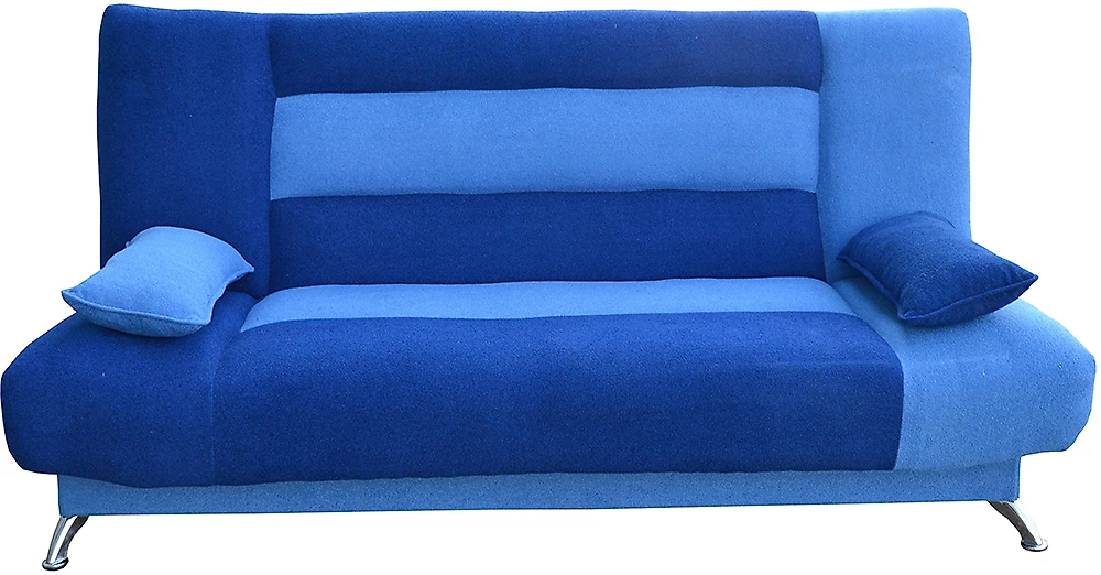Прямой диван в гостиную Лодочка велюр синий СПБ