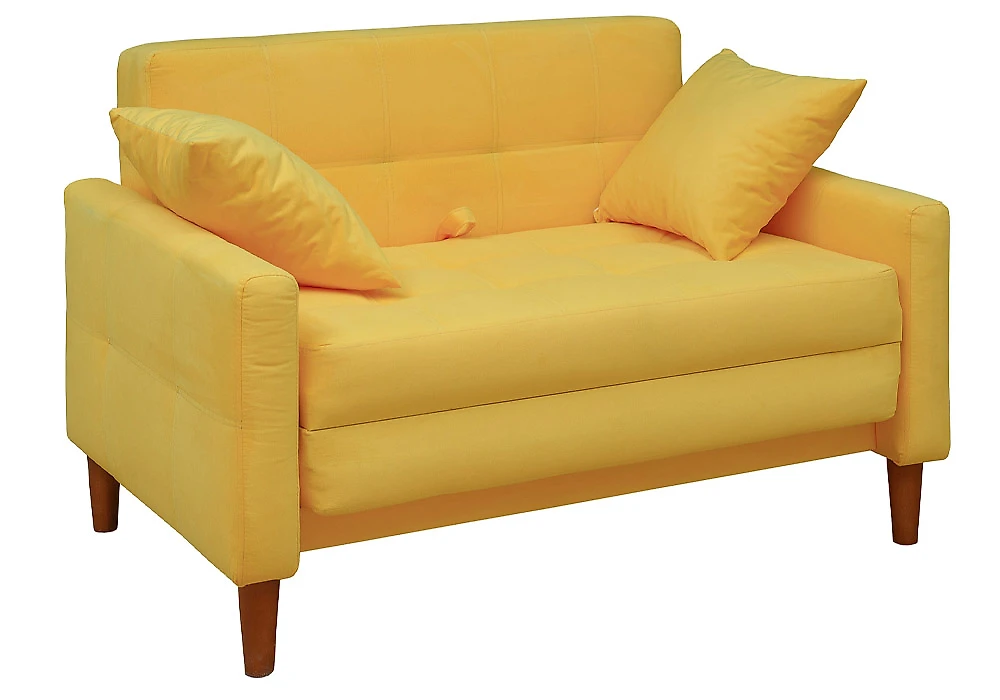 Жёлтый прямой диван Этро с деревянными опорами